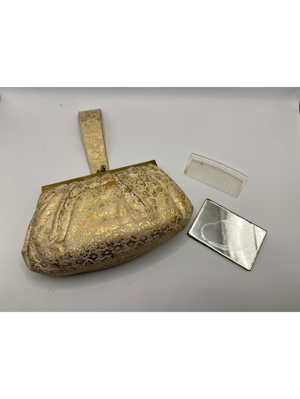 Vintage G. Papini Firenze Florence Italy Gold Metallic Evening Bag Wristlet